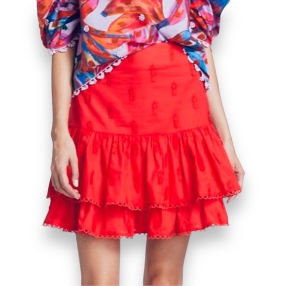 FARM RIO | 3D Pineapple Mini Tiered Skirt Sz L  NWOT - Picture 1 of 9